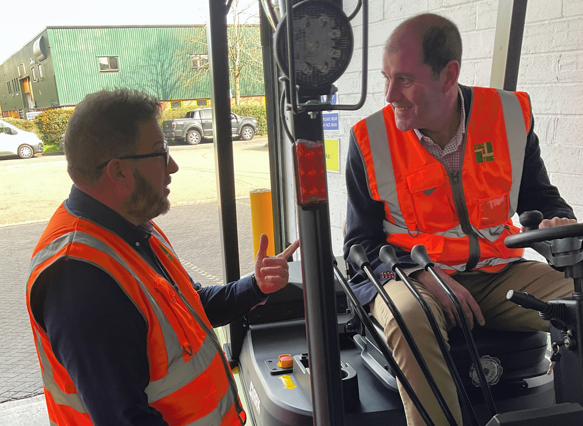 Lee Dillon MP visit to Newbury-based forklift supplier Stacatruc